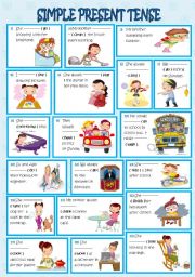 English Worksheet: Simple Present Tense (B&W INCLUDED)