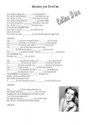 English Worksheet: Song activity to Past Simple (Because you loved)