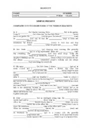 English Worksheet: Simple Present