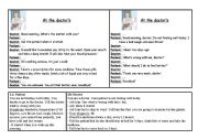 English Worksheet: At the doctors - dialogue, role play situations + useful expressions