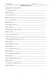 English worksheet: Interview Your Partner