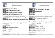 English Worksheet: Shopping - clothes - dialogue + role play situations