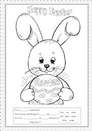 English Worksheet: Easter  set 4 - reading, writing & colouring activity