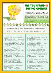 English Worksheet: Dependent prepositions (after nouns, adjectives and verbs)