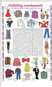 Clothing wordsearch