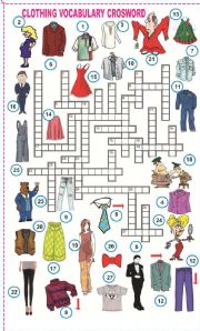 English Worksheet: Clothing Vocabulary crossword