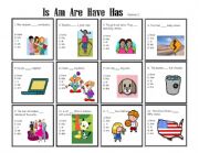 English Worksheet: Is Am Are Have Has   version 2