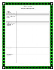 English Worksheet: Movie Review note sheet