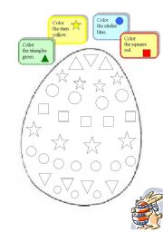 English Worksheet: Easter egg - colours and shapes