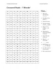 English worksheet: crossword puzzle - poem i wonder