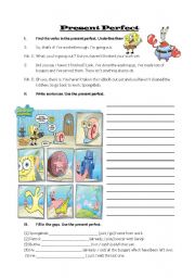 English Worksheet: Present Perfect Spongebob