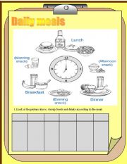 English Worksheet: daily meals