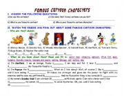 English Worksheet: famous cartoon characters