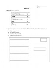 English Worksheet: postcards