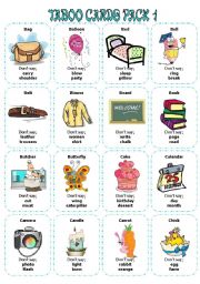 English Worksheet: Taboo Cards Pack1 (32 cards)