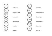 English worksheet: Match time and clock