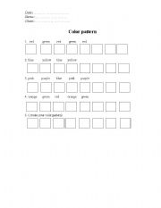 English Worksheet: Color pattern
