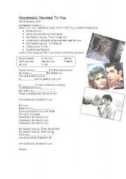 English Worksheet: listening activity - hopelessly devoted to you 