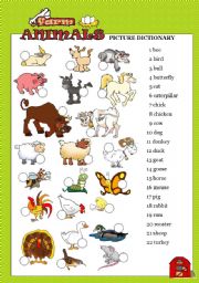 English Worksheet: FARM ANIMALS - Picture dictionary