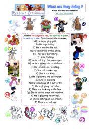 English Worksheet: present and preterit continuous