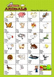 English Worksheet: FARM ANIMALS - Multiple choice test