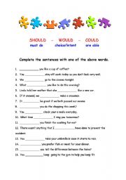 English Worksheet: Could, Would, Should