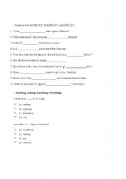 English Worksheet: Diferences of Something, Anything, nothing