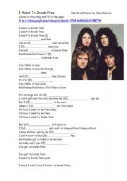 English Worksheet: I Want To Break Free  by Queen