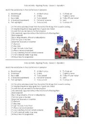 English Worksheet: Big Bang Theory - The Luminous Fish Effect