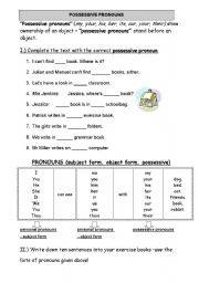 English Worksheet: Possessive Pronouns -Worksheet