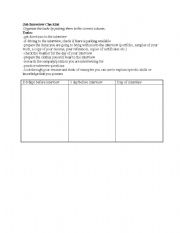 English worksheet: Job Interview Checklist Activity