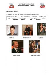 English Worksheet: How i met your mother s01e01 video lesson