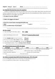 English worksheet: a quiz