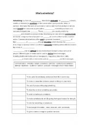 English Worksheet: whats advertising?