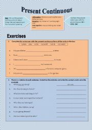 English Worksheet: Present Continuous