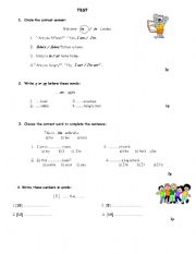 English worksheet: Attractive Revision Test for Beginners