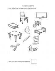 English worksheet: Classroom objects