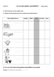 English worksheet: Sharing Family reponsibilities