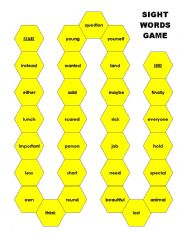 English Worksheet: Sight Word Game 3