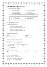 English Worksheet: Only Happy When It Rains by Garbage