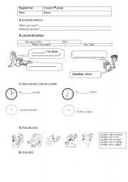 English Worksheet: Test 5th grade