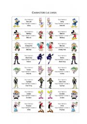 English Worksheet: Greeting - Characters cards