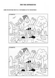 Find the differences and describe the pictures, prepositions activity