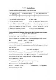 English Worksheet: Modals - CAN - COULD - MAY