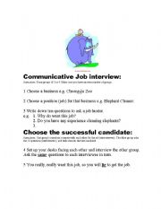 English Worksheet: Communicative Job Interview