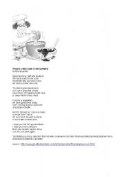 English Worksheet: Study of the poem :  Theres a new cook in the cafeteria 