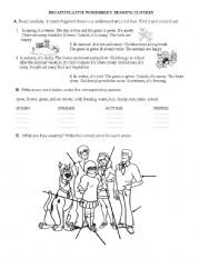 English worksheet: Exercises - seasons and clothes