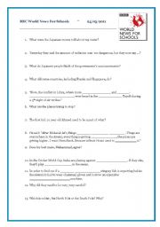 English Worksheet: BBC World News For Schools 24/03/2011