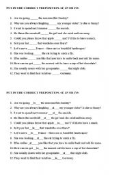 English worksheet: More Prepositions