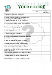 English Worksheet: your future survey